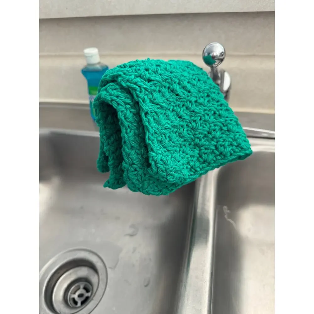 Kitchen washcloth 100% cotton hand crocheted one color 10” x 10” made‎ to order